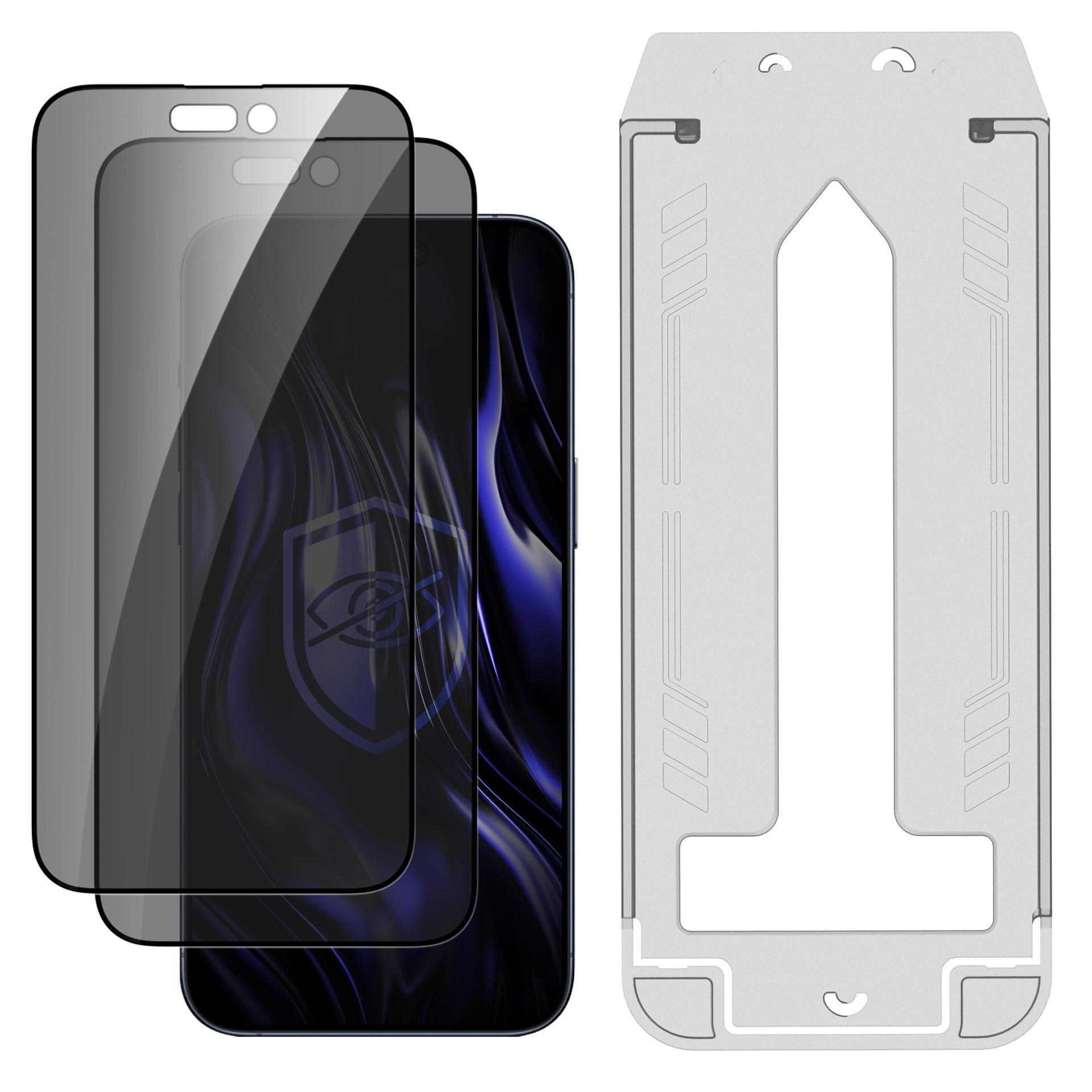 2x Szkło prywatyzujące z aplikatorem na Apple iPhone 14 Pro - 3mk Hardy Privzone 9H