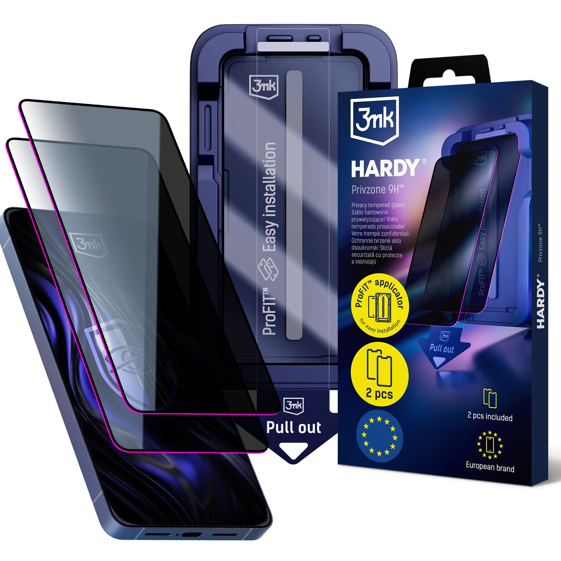 2x Szkło prywatyzujące z aplikatorem na Samsung Galaxy S24 Ultra - 3mk Hardy Privzone 9H