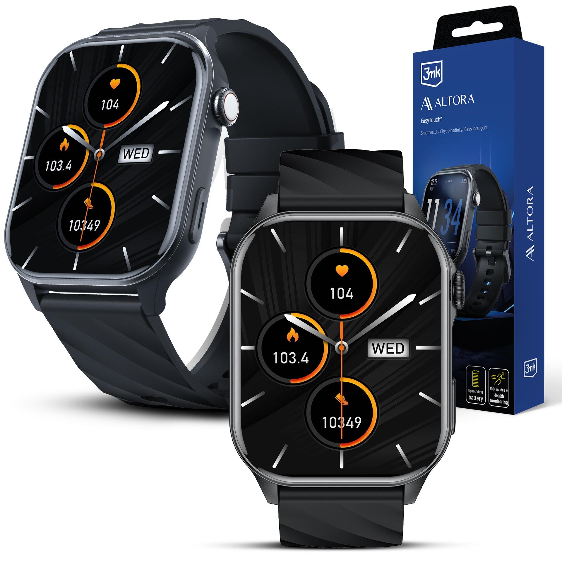 Smartwatch 3mk Altora™ Easy Touch Bluetooth 5.4 IP67 ekran HD