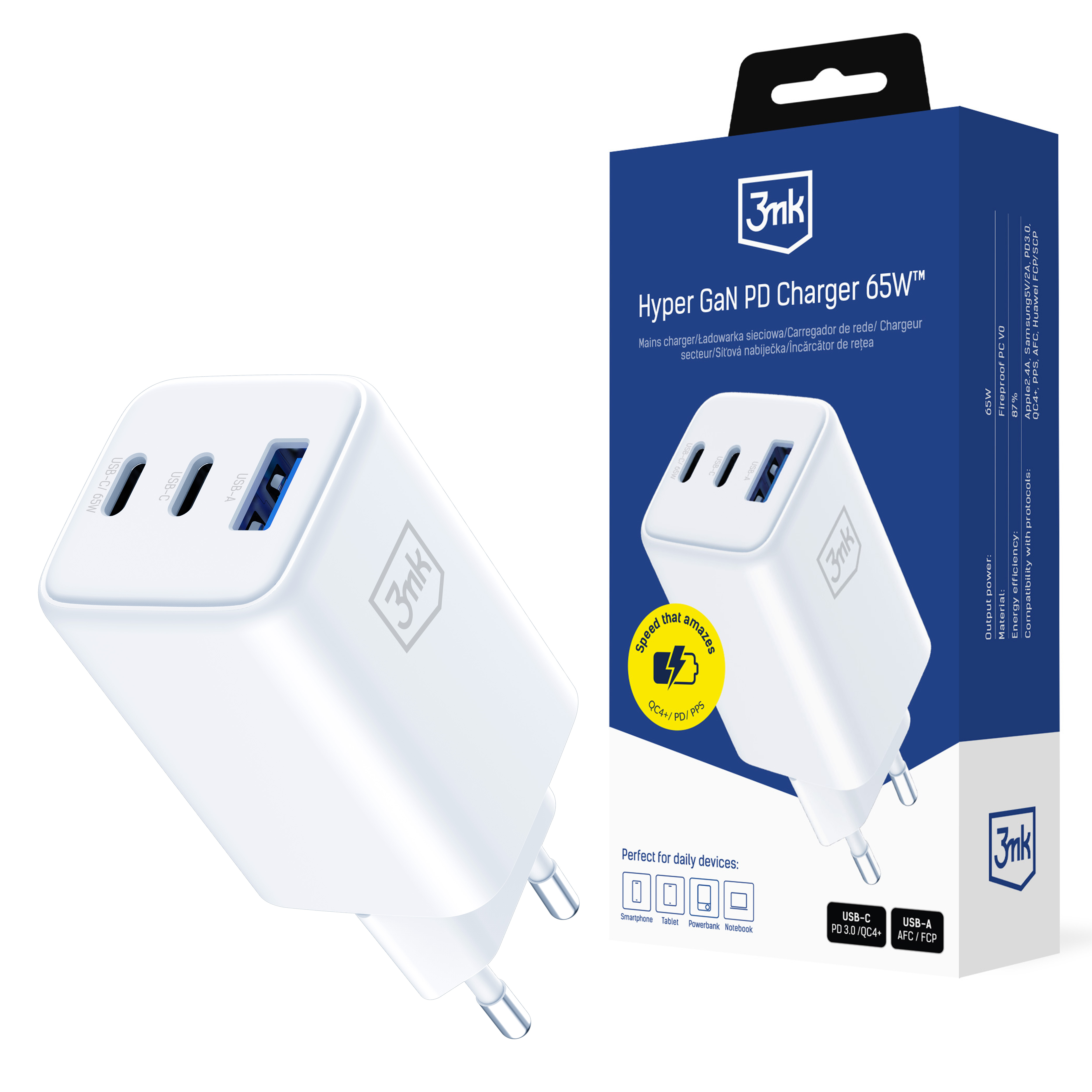 Ładowarka sieciowa USB-C USB-A 3mk Hyper GaN PD Charger 65W™