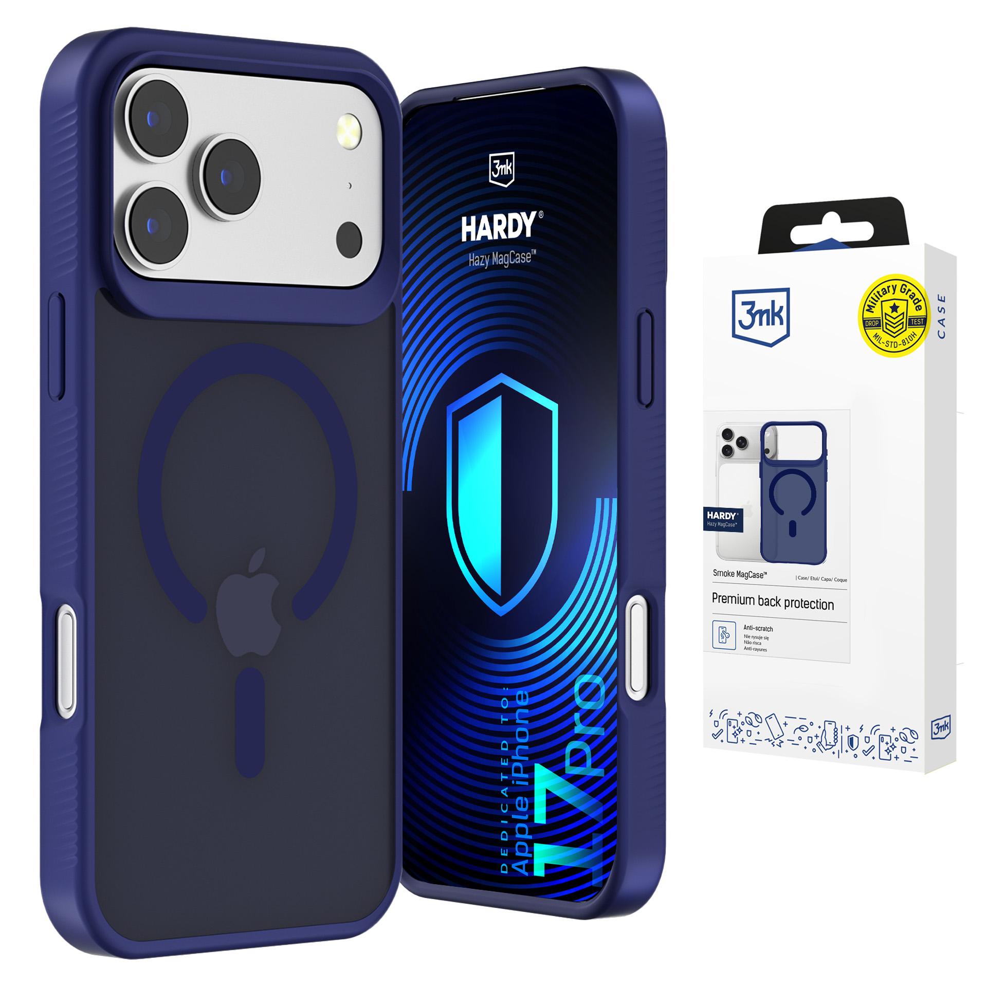 Przydymione etui z MagSafe na Apple iPhone 17 Pro - 3mk HARDY® Hazy MagCase™ Blue