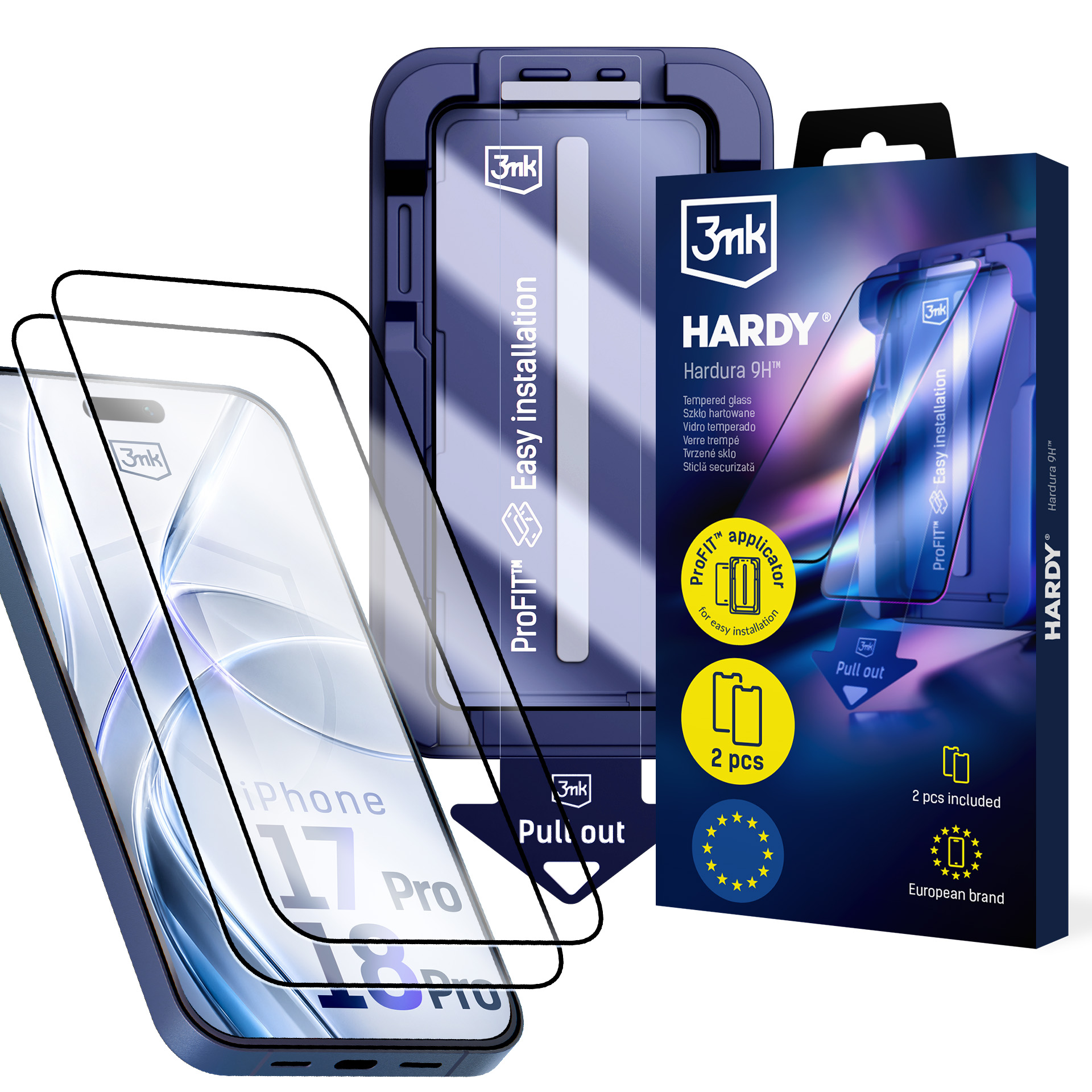 2x Szkło hartowane z aplikatorem na Apple iPhone 17 Pro/ 18 Pro - 3mk HARDY® Hardura 9H™