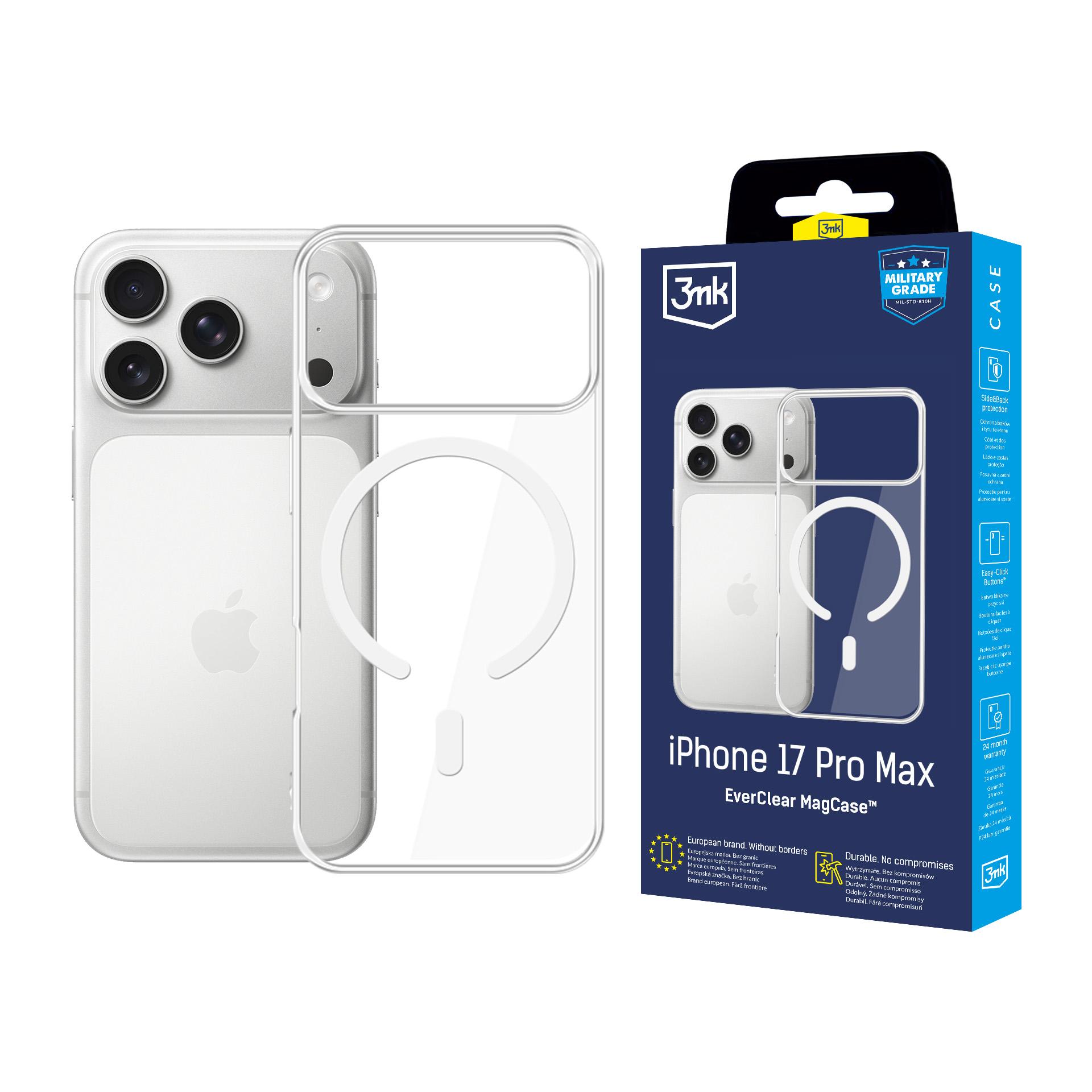 Pancerne etui z MagSafe na Apple iPhone 17 Pro Max - 3mk EverClear MagCase