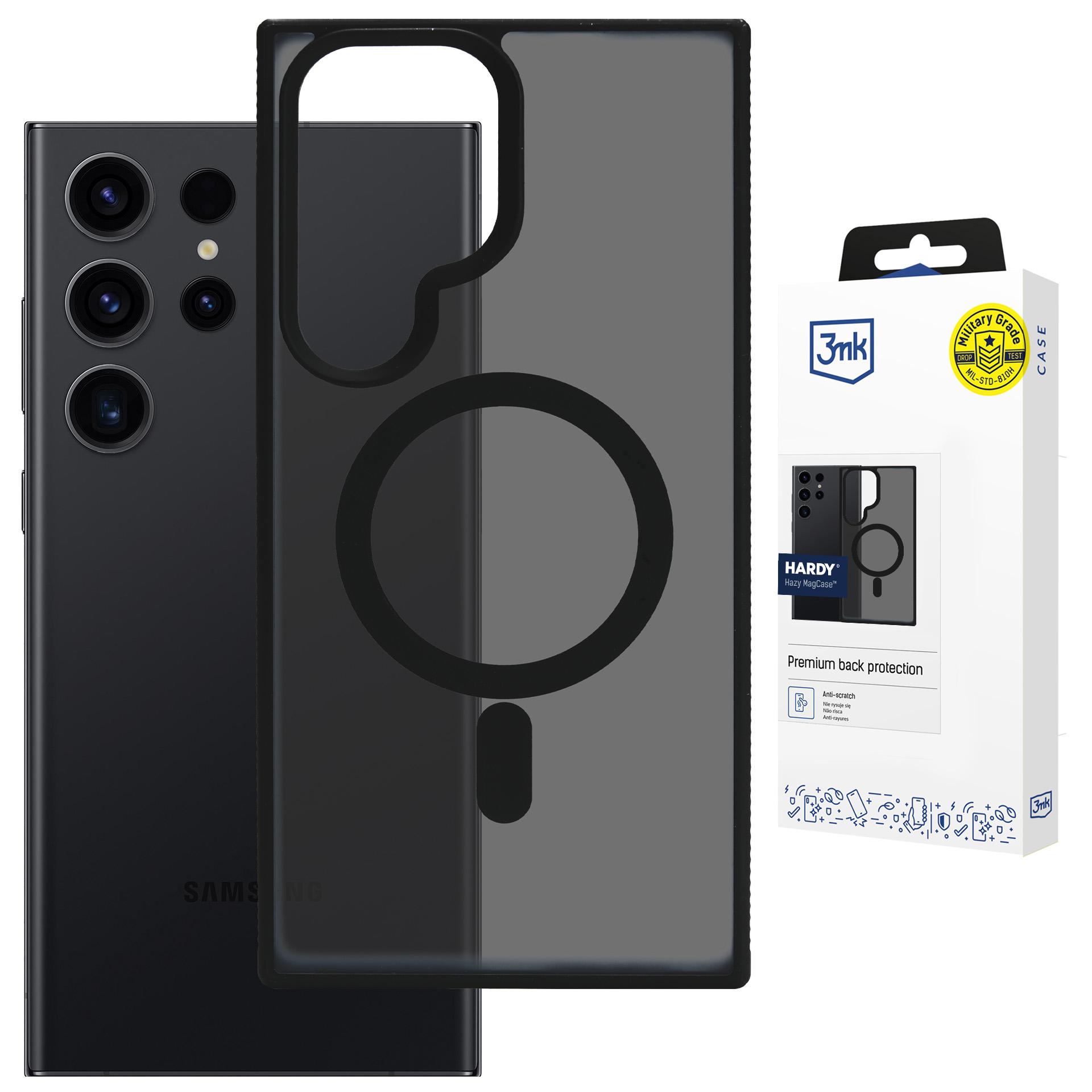 Przydymione etui z MagSafe na Samsung Galaxy S23 Ultra - 3mk HARDY® Hazy MagCase™ Black