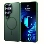 Przydymione etui z MagSafe na Samsung Galaxy S26 Ultra - 3mk HARDY® Hazy MagCase™ Green