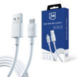 Kabel USB-A to Micro 12W 2.4A 1.2m - 3mk Hyper Cable White