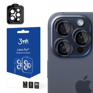 Szkło hartowane na obiektyw aparatu do Apple iPhone 15 Pro - 3mk Lens Protection Pro Royal Blue