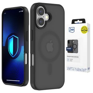 Przydymione etui z MagSafe na Apple iPhone 16 - 3mk HARDY® Hazy MagCase™ Black