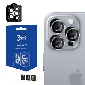 Szkło hartowane na obiektyw aparatu do Apple iPhone 16 Pro / 16 Pro Max - 3mk Lens Protection Pro Titanium Silver