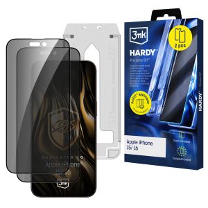 2x Szkło prywatyzujące z aplikatorem na Apple iPhone 15 / iPhone 16 - 3mk HARDY® Privzone 9H™