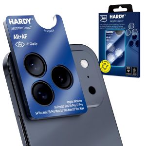 Szkło szafirowe na obiektyw Apple iPhone 14,15,16,17 Pro/ 14,15,16,17 Pro Max - 3mk HARDY® Sapphire Lens™