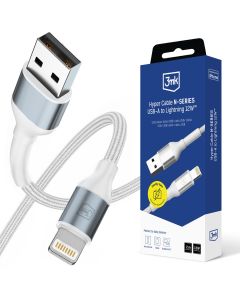 Kabel 2m 12W 5V/2.4A QC 3.0 3mk Hyper Cable N-SERIES USB-A to Lightning 12W™ White