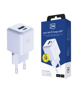 Ładowarka sieciowa 3mk Hyper GaN Charger 20W QC4+ PD PPS USB-C USB-A White