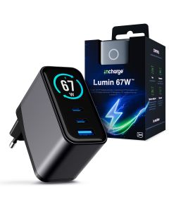 Ładowarka sieciowa z wyświetlaczem TFT QC 4+ PPS USB-C USB-A 3mk incharge® Lumin 67W™