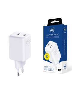 Ładowarka sieciowa 3mk Hyper Charger PD 45W QC4+ PPS 2C Super-Fast Charge 2.0 White