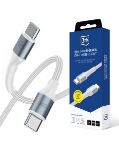 Kabel 1m 60W 20V/3A PD 3.0 QC 3.0 3mk Hyper Cable N-SERIES USB-C to USB-C 60W™ White