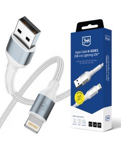 Kabel 1m 12W 5V/2.4A QC 3.0 3mk Hyper Cable N-SERIES USB-A to Lightning 12W™ White
