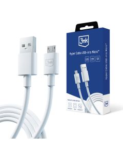 Kabel USB-A to Micro 12W 2.4A 1.2m - 3mk Hyper Cable White