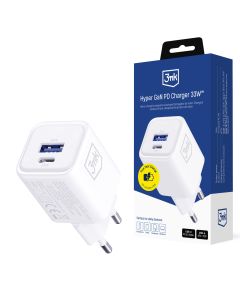 Ładowarka sieciowa 33W PD QC4+ PPS USB-A USB-C 3mk Hyper GaN PD Charger 33W™ White