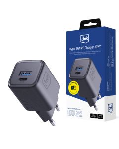 Ładowarka sieciowa 33W PD QC4+ PPS USB-A USB-C 3mk Hyper GaN PD Charger 33W™ Black