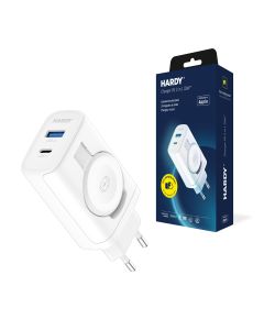 Ładowarka sieciowa USB-C USB-A indukcja - 3mk HARDY® Charger PD 2in1 33W™ for Apple iPhone / iPad / Watch