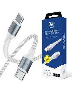 Kabel 2m 100W 20V/5A PD 3.0 3mk Hyper Cable N-SERIES USB-C to USB-C 100W™ White