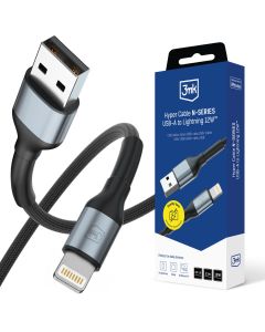 Kabel 2m 12W 5V/2.4A QC 3.0 3mk Hyper Cable N-SERIES USB-A to Lightning 12W™ Black