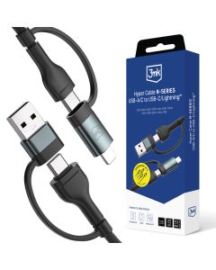 Kabel 1.2m 60W 20V/3A QC 3.0 3mk Hyper Cable N-SERIES USB-A/C to USB-C/Lightning™ Black
