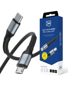 Kabel 3m 10W 5V/2A QC 3.0 3mk Hyper Cable N-SERIES USB-C to Micro 10W™ Black