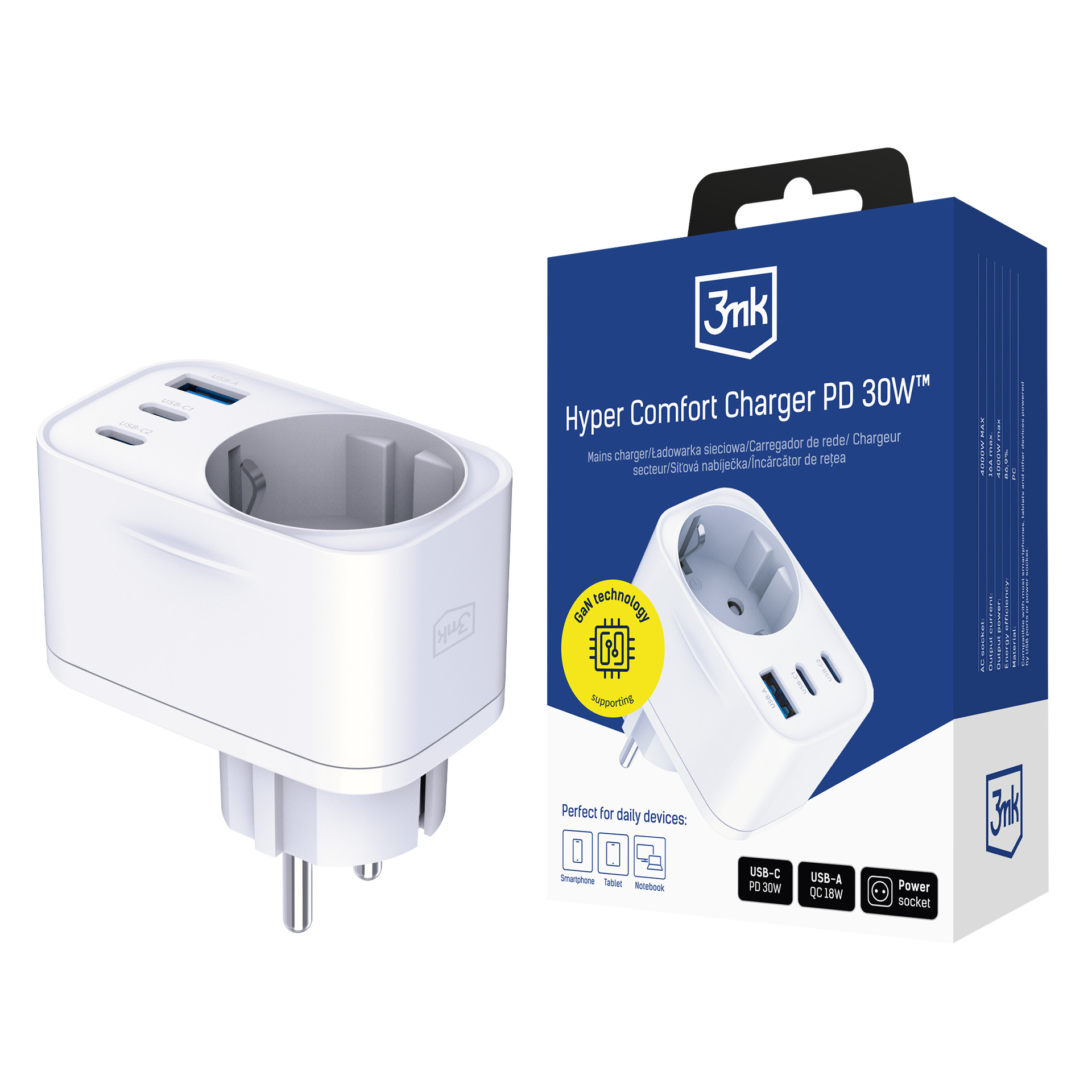 Ładowarka sieciowa 3mk Hyper Comfort Charger GaN PD 30W™