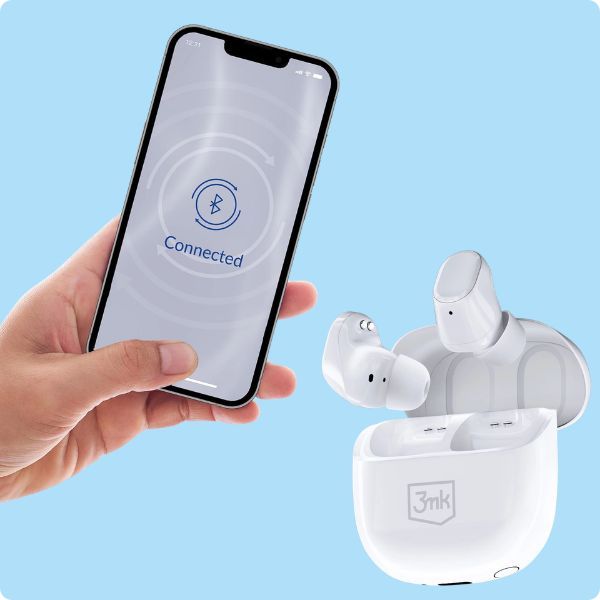 Słuchawki 3mk BlitzBuds połączone z telefonem przez Bluetooth