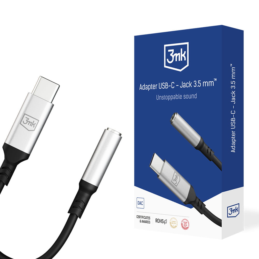 Adapter USB-C - Jack 3,5 mm - 3mk AUX Cable