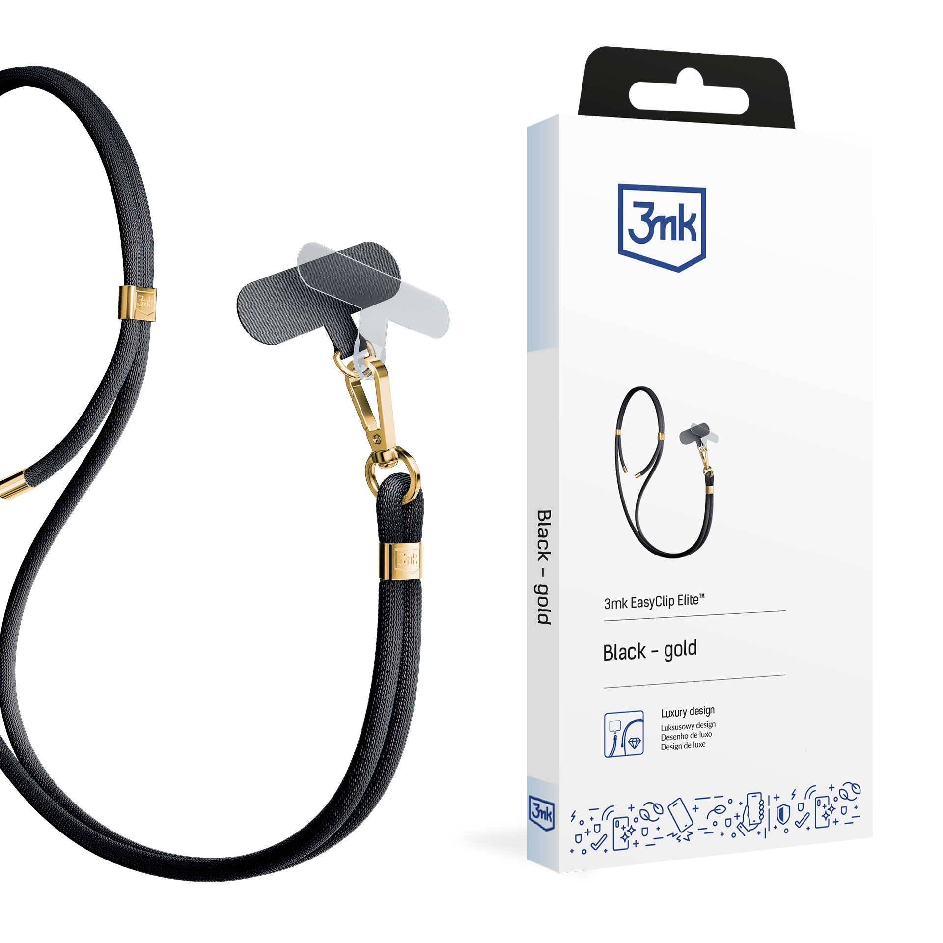 Smycz do smartfona 3mk EasyClip Elite Black (gold)