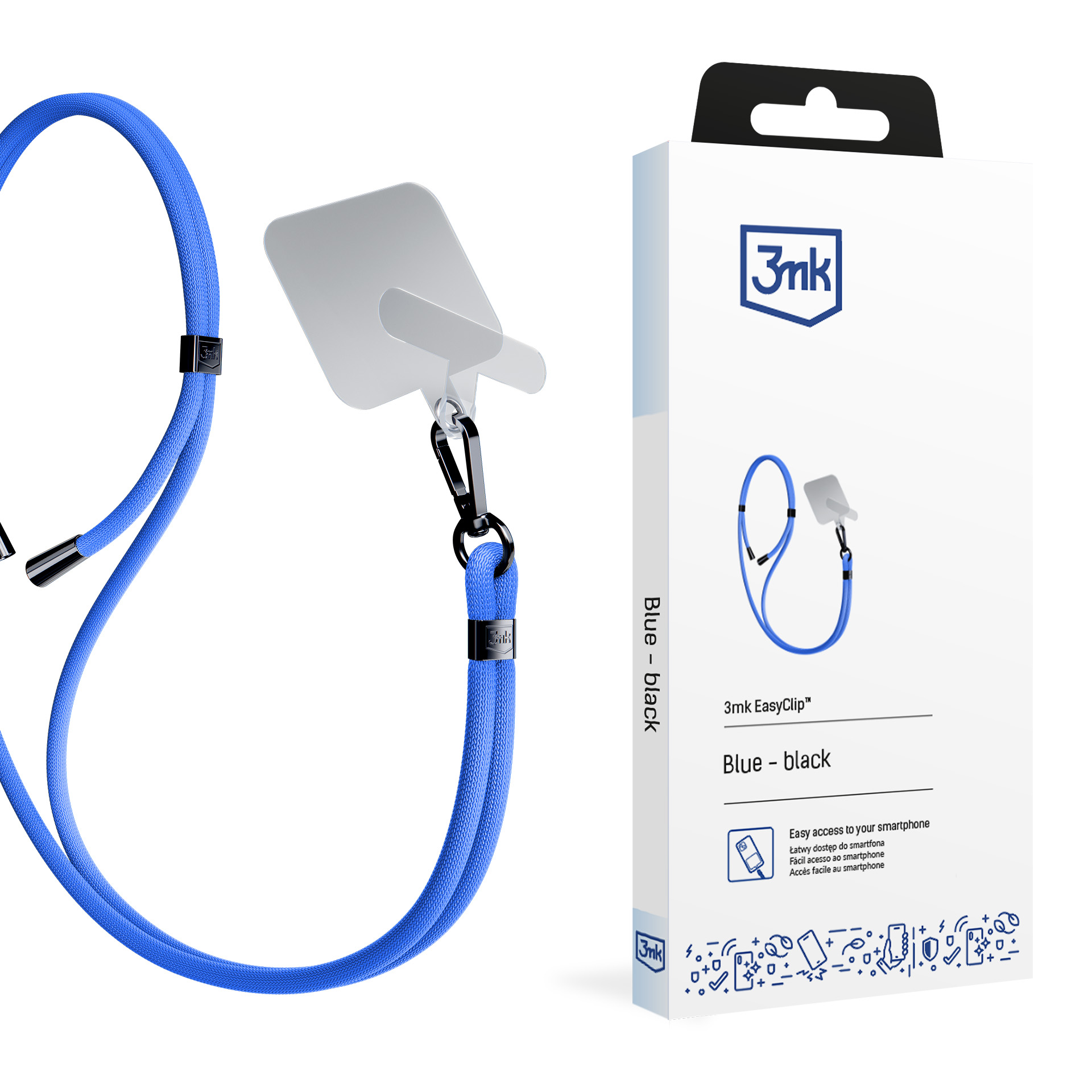 Smycz do smartfona 3mk Easy Clip Blue (black)
