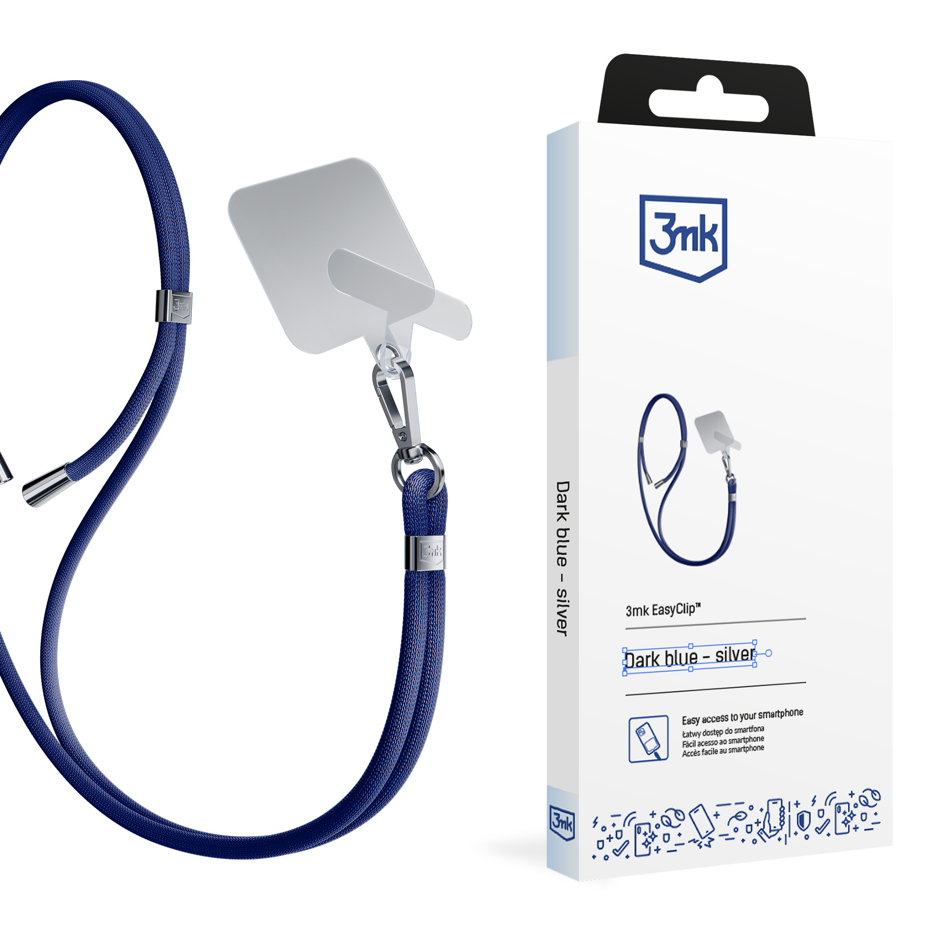 Smycz do smartfona 3mk EasyClip Dark Blue (silver)