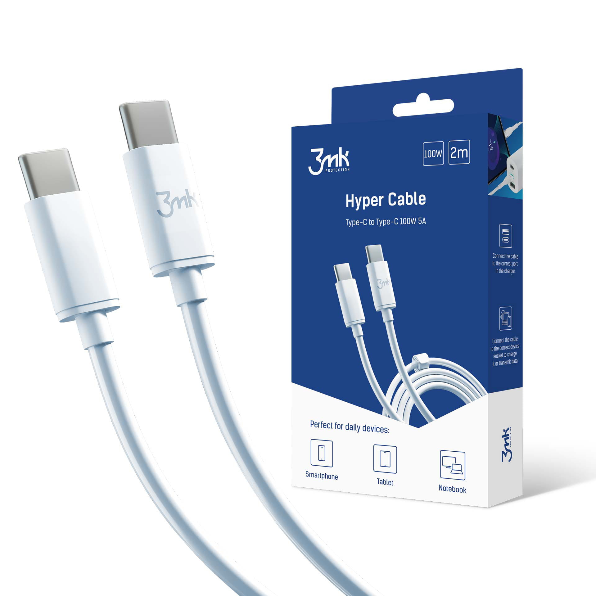 Kabel USB-C to C 100W 5A 2m - 3mk Hyper Cable