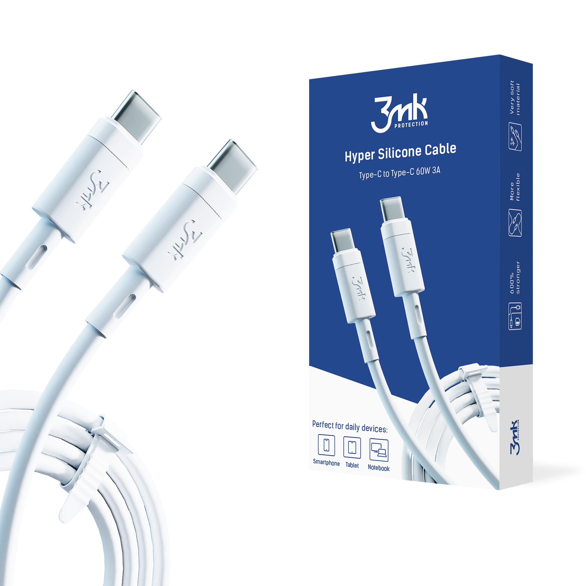 Kabel USB-C to C 60W 3A - 3mk Hyper Silicone Cable