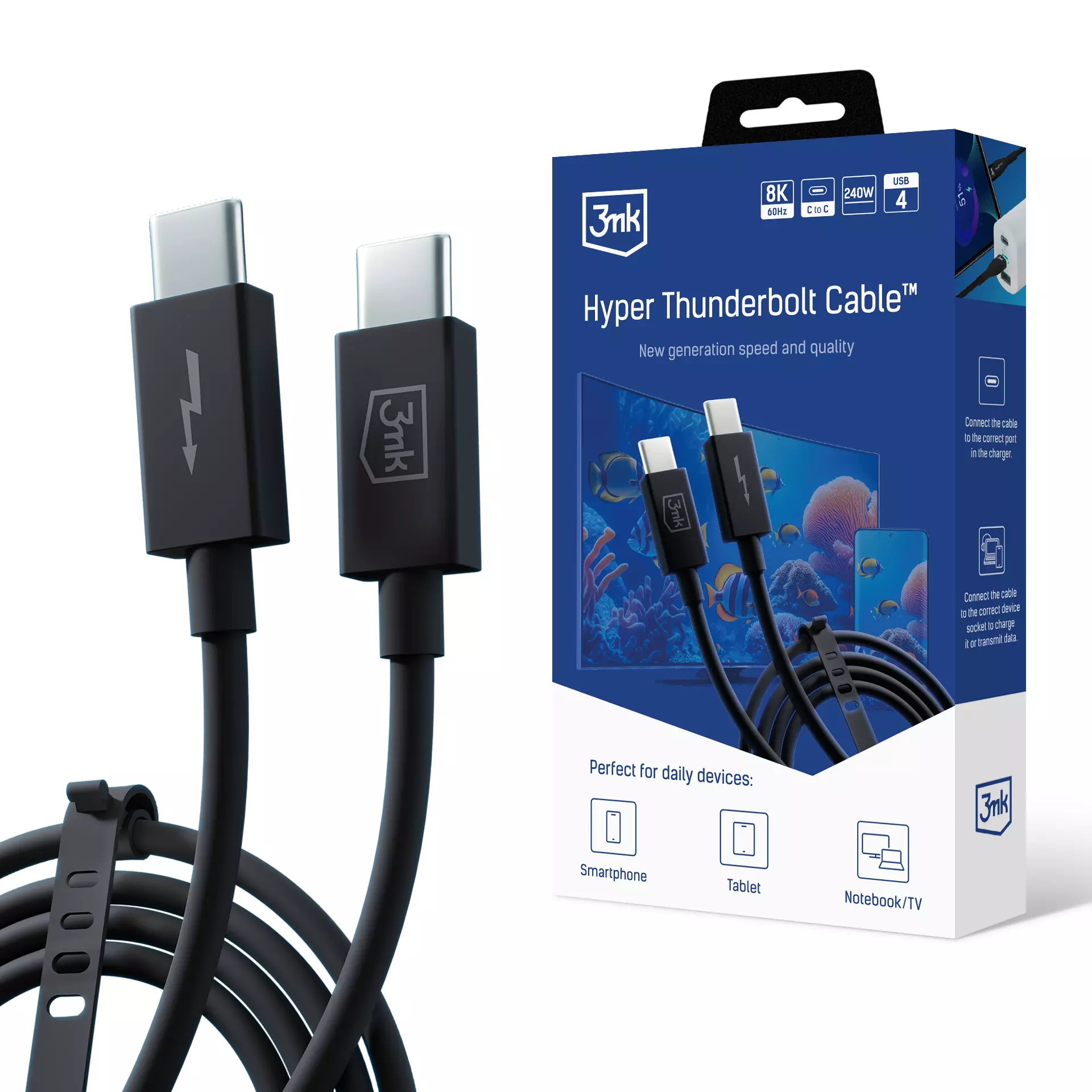 Kabel USB-C 3mk Hyper Thunderbolt 3 Cable™ USB4 8K60Hz